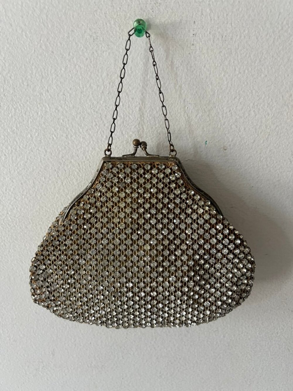 VINTAGE 1950'S RHINESTONE KISS LOCK EVENING BAG